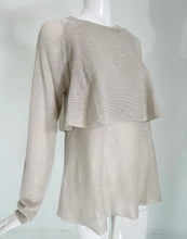 Brunello Cucinelli Ecru Linen & Silk Sequin Applique Layered Tunic Sweater Large