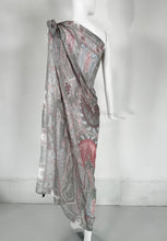 Etro Silk Paisley Shawl in Greys, Blues, Yellow & Pink 54" x 54"