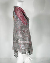 Etro Silk Paisley Shawl in Greys, Blues, Yellow & Pink 54" x 54"