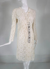 Valentino Off White Lace Princess Seam Black Hook & Eye Wrap Front Dress