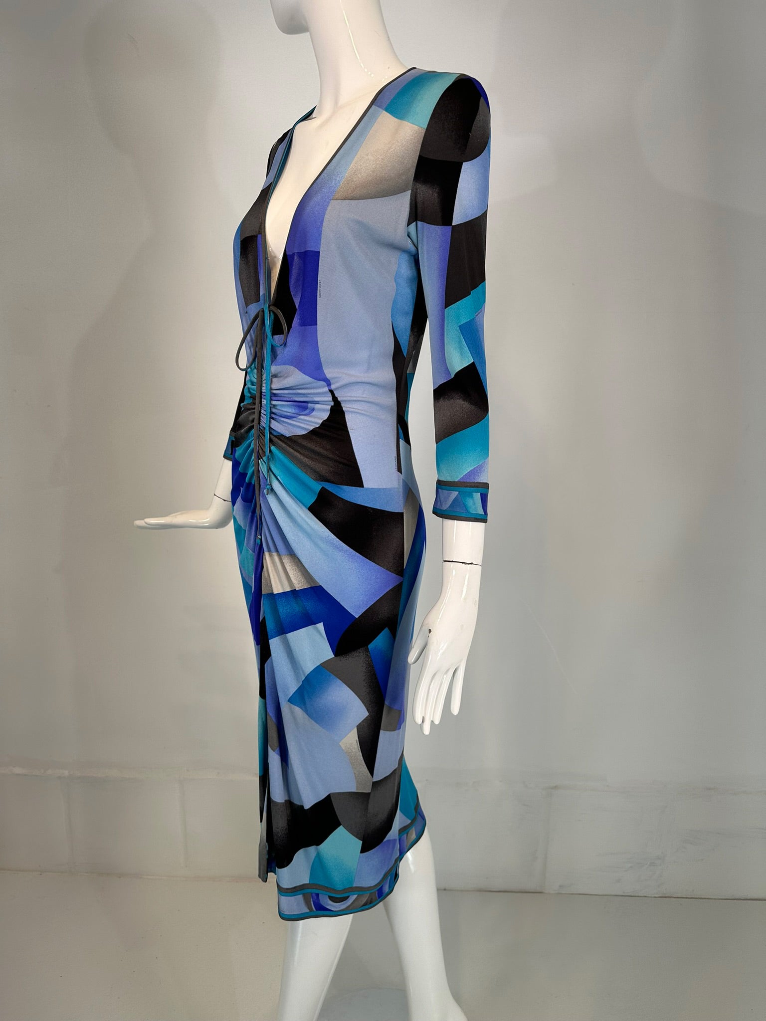 SOLD Leonard Paris Silk Geometric Print Jersey Dress Hidden Zipper Fro –  Palm Beach Vintage