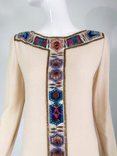 Mary McFadden Cream Cashmere Knit with Unique Sequin Trim Tunic Dress 1970s 12