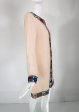 Mary McFadden Cream Cashmere Knit with Unique Sequin Trim Tunic Dress 1970s 12