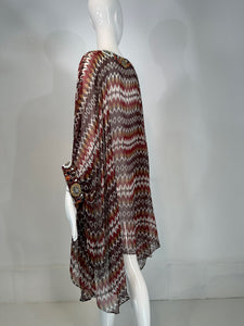 Oscar de la Renta S/S 2008 Silk Beaded Jewel Neck & Cuffs Tunic Caftan