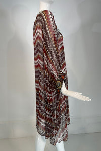 Oscar de la Renta S/S 2008 Silk Beaded Jewel Neck & Cuffs Tunic Caftan