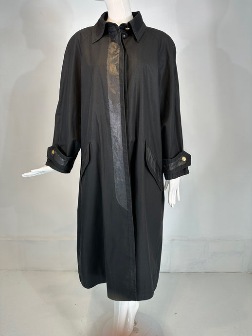 Chanel Black  Duster Style Distressed Vintage Raincoat 1980s 40