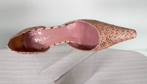 Prada Pink Snakeskin D'Orsay Kitten Heel Pumps 37 1/