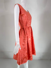 Lanvin Castello Haute Couture Coral Silk Brocade Coat & Dress Ensemble 1950s