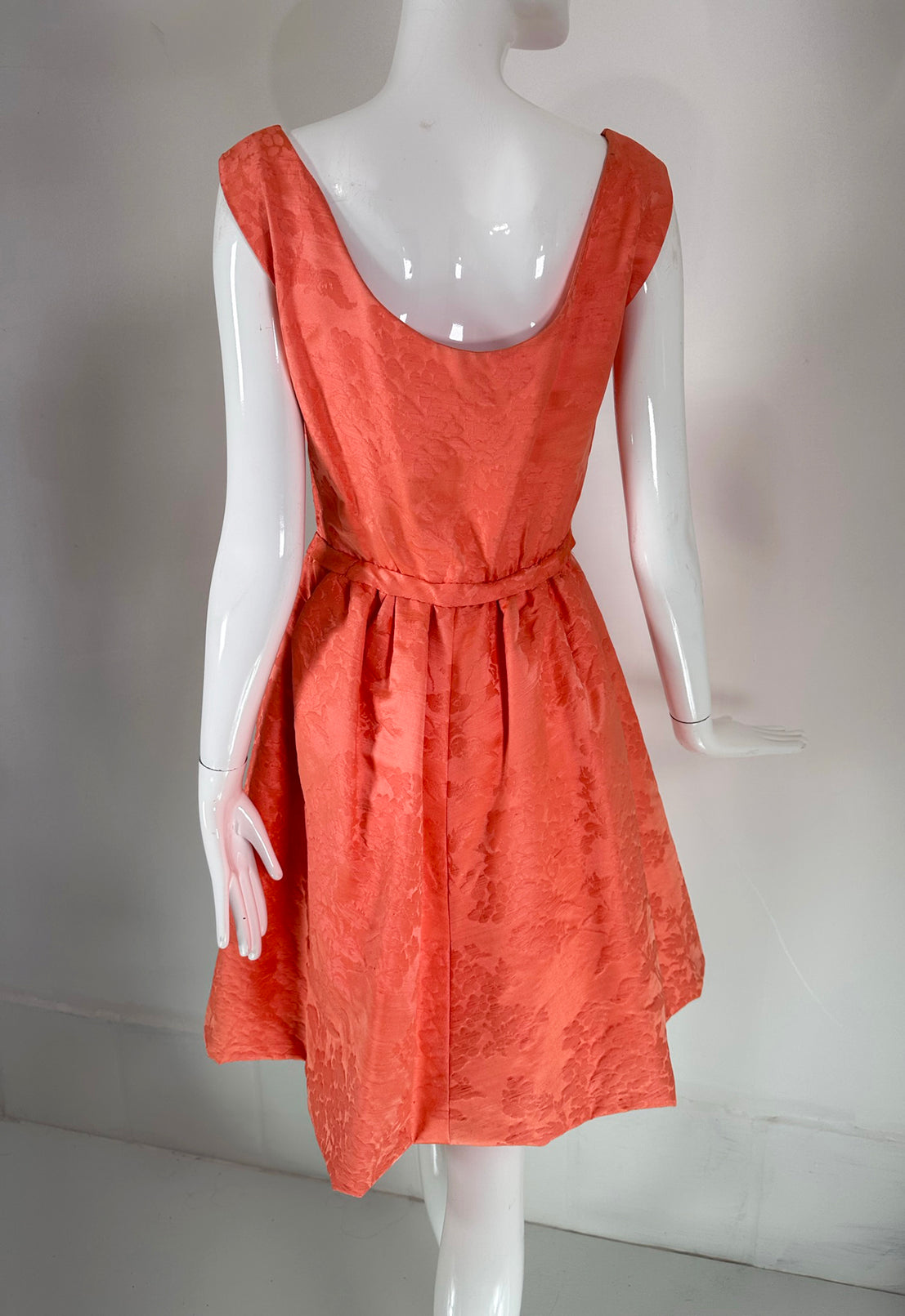 Lanvin Castello Haute Couture Coral Silk Brocade Coat & Dress Ensemble   Palm Beach Vintage