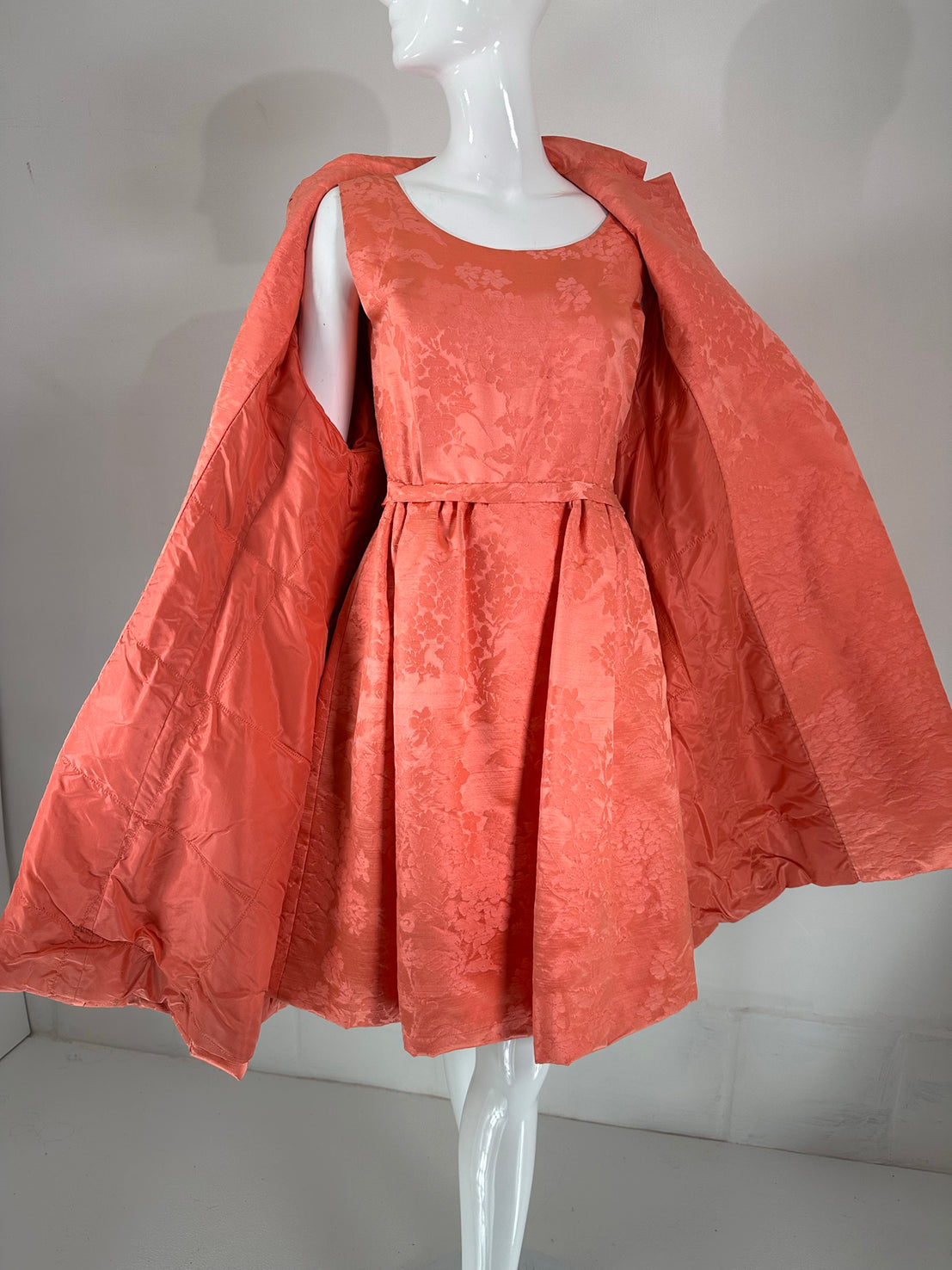 Lanvin Castello Haute Couture Coral Silk Brocade Coat & Dress Ensemble –  Palm Beach Vintage