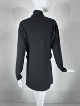 Fendi Silky Black Jersey Pleated Bat Wing Turtle Neck Dress 40