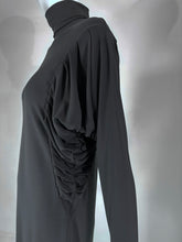 Fendi Silky Black Jersey Pleated Bat Wing Turtle Neck Dress 40