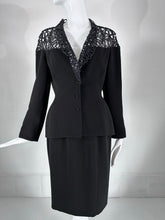 SOLD Thierry Mugler Black Cord Lace Hourglass Jacket & Skirt Set  1980s  40