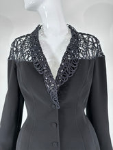 SOLD Thierry Mugler Black Cord Lace Hourglass Jacket & Skirt Set  1980s  40