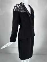 SOLD Thierry Mugler Black Cord Lace Hourglass Jacket & Skirt Set  1980s  40