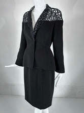 SOLD Thierry Mugler Black Cord Lace Hourglass Jacket & Skirt Set  1980s  40