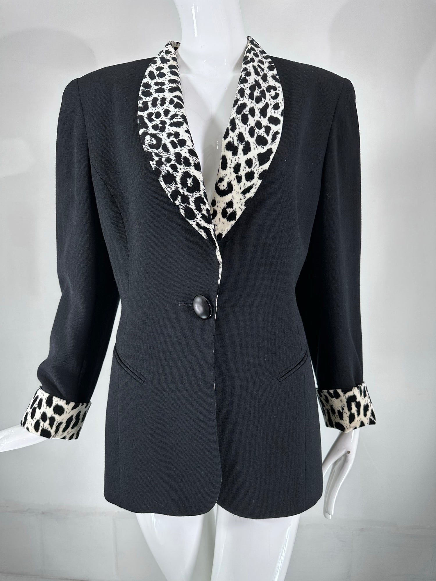 Christian Dior Black Princess Seam Tuxedo Jacket Black White