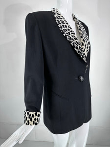 Christian Dior Black Princess Seam Tuxedo Jacket Black White Velvet Lapels 1990s