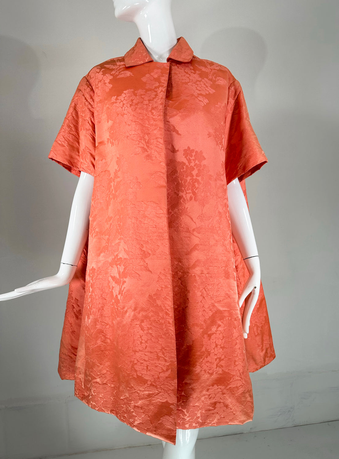Lanvin Castello Haute Couture Coral Silk Brocade Coat & Dress Ensemble – Palm Beach Vintage Lanvin Castello Haute Couture Coral Silk Brocade Coat & Dress Ensemble – Palm Beach Vintage