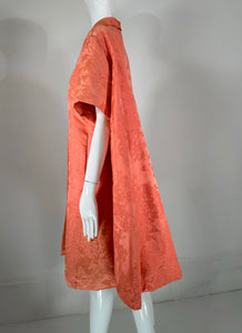 Lanvin Castello Haute Couture Coral Silk Brocade Coat & Dress Ensemble 1950s