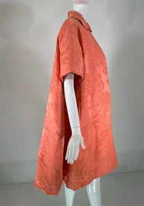 Lanvin Castello Haute Couture Coral Silk Brocade Coat & Dress Ensemble 1950s