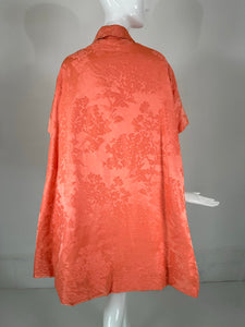 Lanvin Castello Haute Couture Coral Silk Brocade Coat & Dress Ensemble 1950s