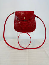 SOLD Lana of London Red Alligator Clutch or Shoulder Bag with Gold & Rhinestone Clasp