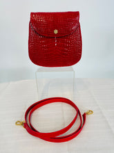 SOLD Lana of London Red Alligator Clutch or Shoulder Bag with Gold & Rhinestone Clasp