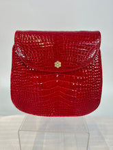 SOLD Lana of London Red Alligator Clutch or Shoulder Bag with Gold & Rhinestone Clasp