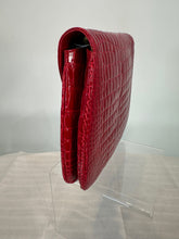 SOLD Lana of London Red Alligator Clutch or Shoulder Bag with Gold & Rhinestone Clasp