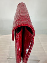 SOLD Lana of London Red Alligator Clutch or Shoulder Bag with Gold & Rhinestone Clasp