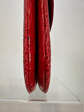SOLD Lana of London Red Alligator Clutch or Shoulder Bag with Gold & Rhinestone Clasp