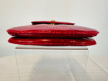 SOLD Lana of London Red Alligator Clutch or Shoulder Bag with Gold & Rhinestone Clasp
