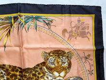 Salvatore Ferragamo Rare Lounging Leopard Pink & Grey Silk Scarf 1970s 34" x 34"