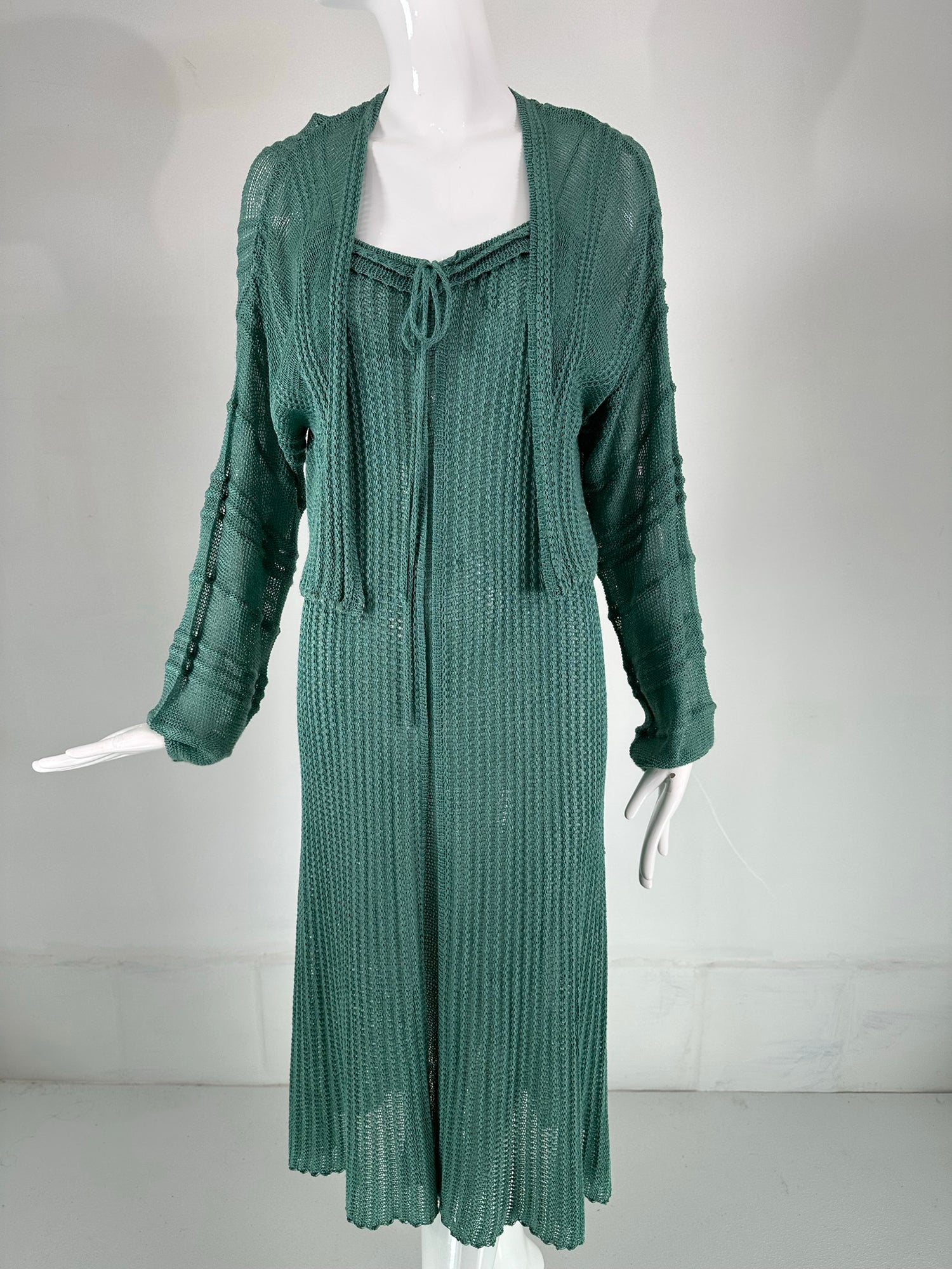 Mary Farrin London Aqua Cotton Crochet Slip Dress & Dolman Sleeve Swea –  Palm Beach Vintage