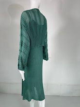 Mary Farrin London Aqua Cotton Crochet Slip Dress & Dolman Sleeve Sweater 1970s