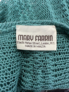 Mary Farrin London Aqua Cotton Crochet Slip Dress & Dolman Sleeve Sweater 1970s