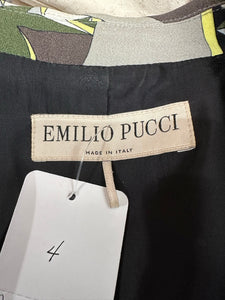 Emilio Pucci Single Breasted Notched Lapel Jacket Grey Olive Black White Yellow