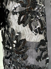 Adolfo Black Silk Sequins & Lace Jacket with Matching Mermaid Hem Skirt 1970s