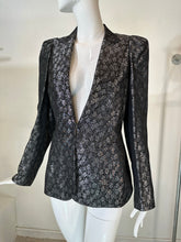 Richard Tyler Black & Silver Brocade Tailored Single Breasted Jacket 1990s