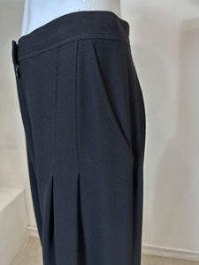 Chanel Black Wool High Waist Pleat Front Full Wide Leg trouser 1995