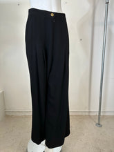 Chanel Black Wool High Waist Pleat Front Full Wide Leg trouser 1995