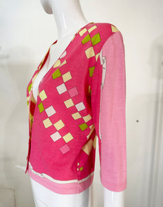 Emilio Pucci Fine Cotton & Silk Knit V Neck Button Front Cardigan Sweater 8