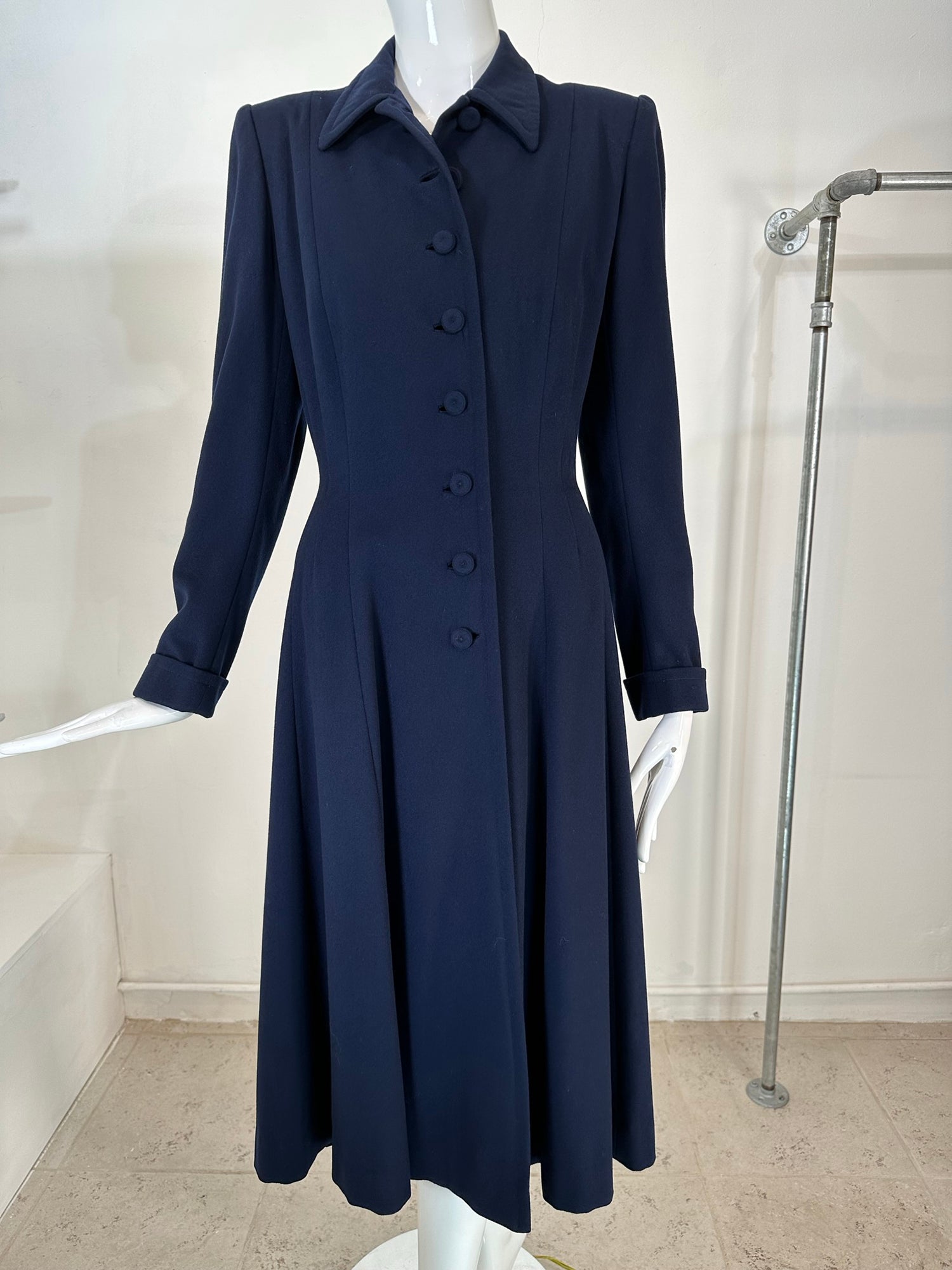 SOLD 1940s Navy Blue Wool Princess Coat Peterson Gerzog Providenece Rh Palm Beach Vintage SOLD 1940s Navy Blue Wool Princess Coat Peterson Gerzog Providenece Rh Palm Beach Vintage