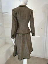 Valentino Boutique Early 1960s Green & Cream Wool Tweed Skirt Suit