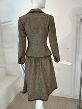 Valentino Boutique Early 1960s Green & Cream Wool Tweed Skirt Suit