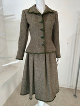 Valentino Boutique Early 1960s Green & Cream Wool Tweed Skirt Suit