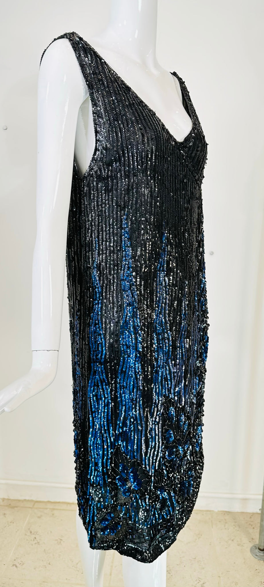 blue flame dress Women's Black / Blue Linen Dress - Blue Flame | Extra Small