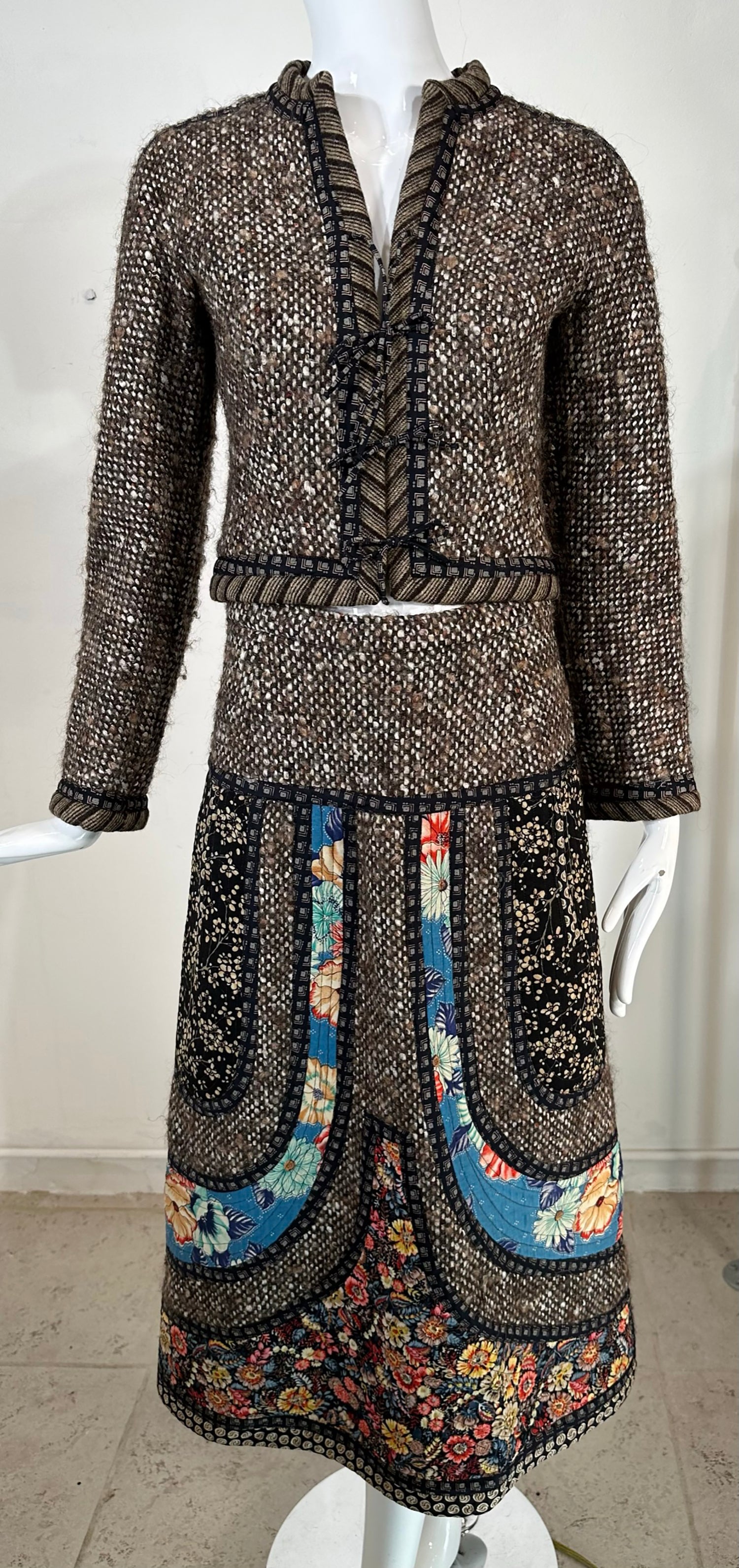 SOLD Koos van den Akker Wool & Quilted Cotton Print Cropped Jacket 