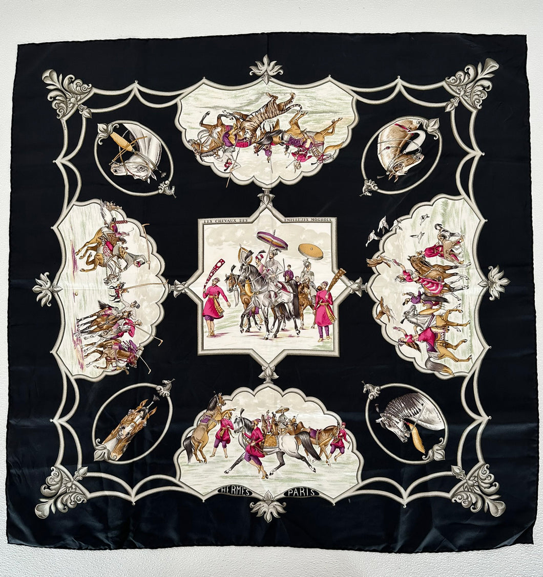 SOLD Hermes Les Chevaux Des Empereurs Moghols Silk Twill Scarf  by Jean de Fougerolle